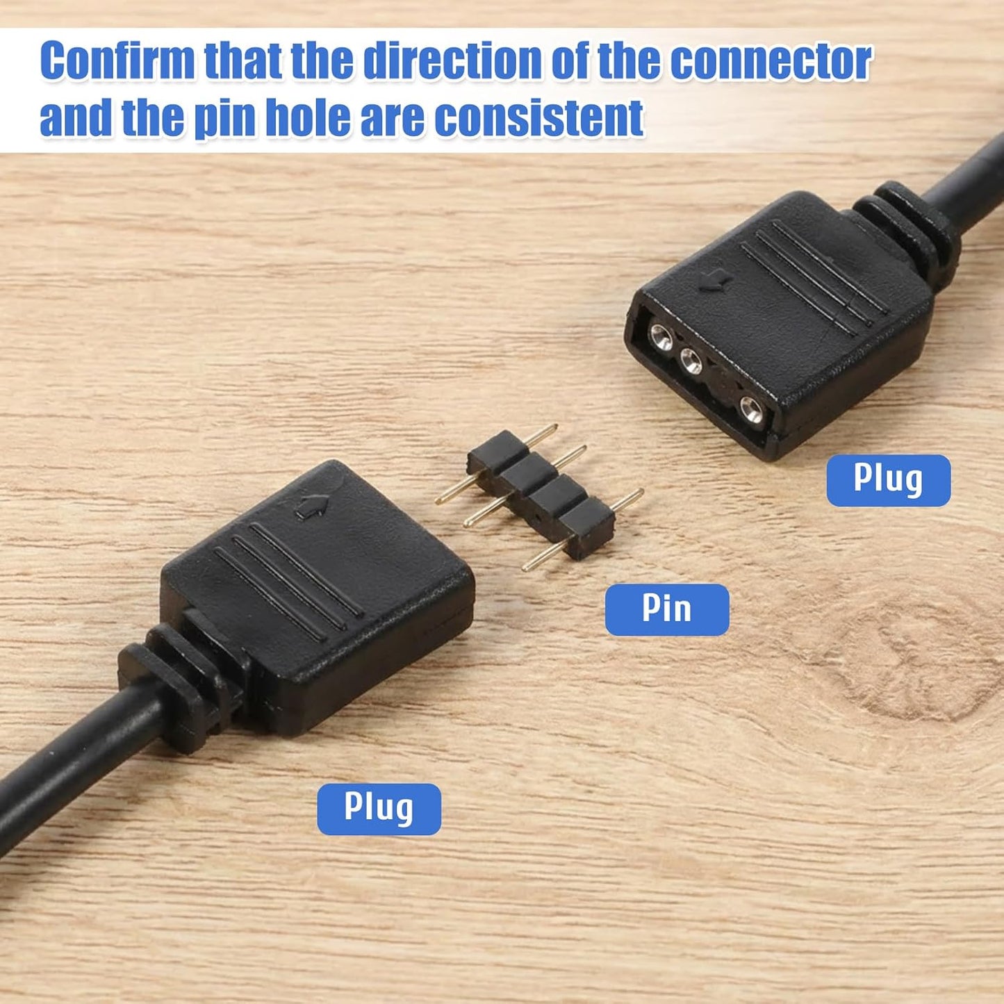 Paquete 3 Cables Extensión ARGB 5V 3 Pines Hembra a Hembra
