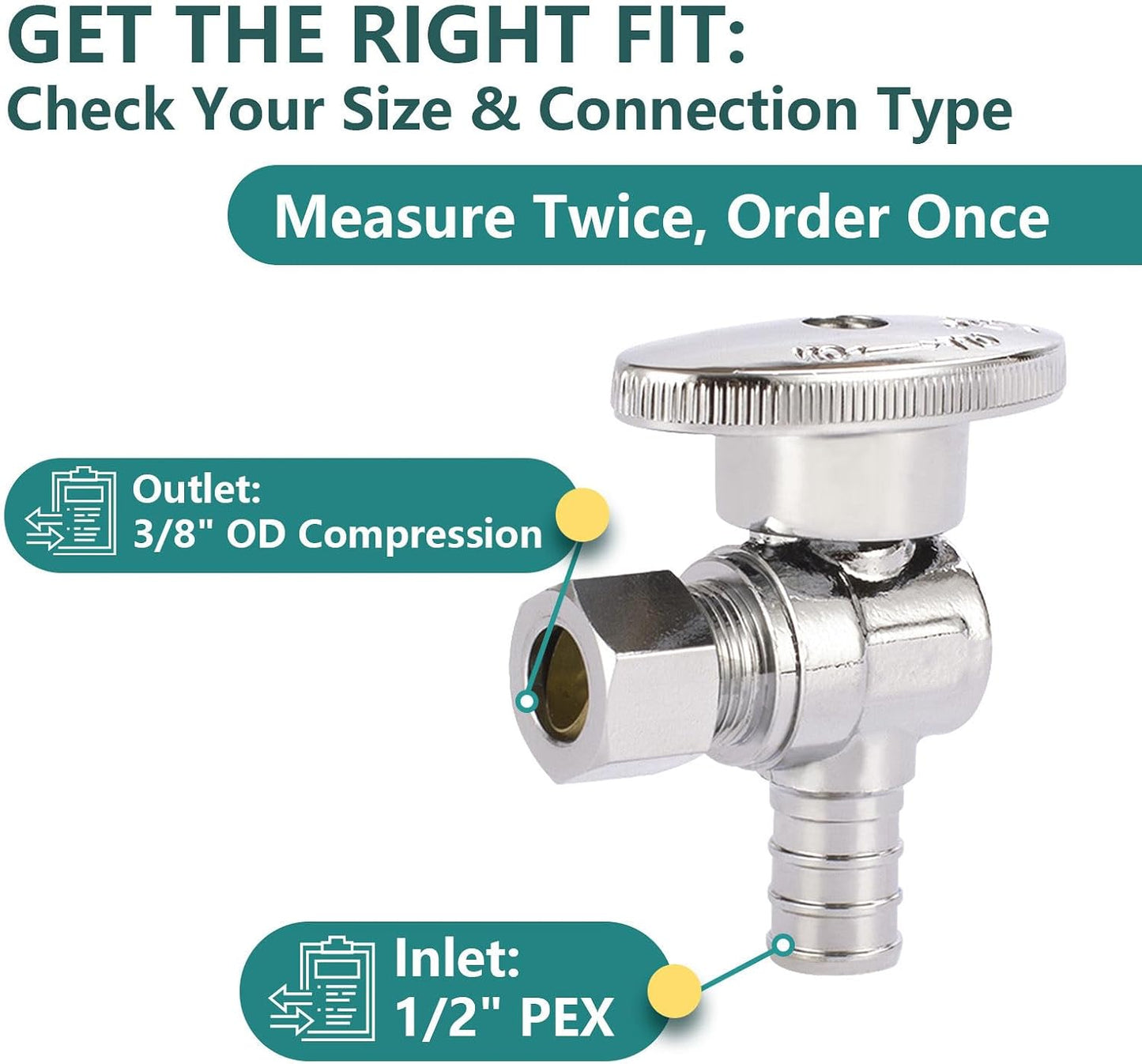 Válvula PEX de 1/2x3/8 pulg latón paquete 20