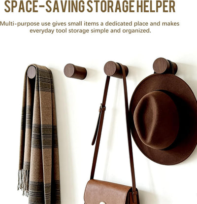 Ganchos pared madera nogal natural set 4 perchas resistente