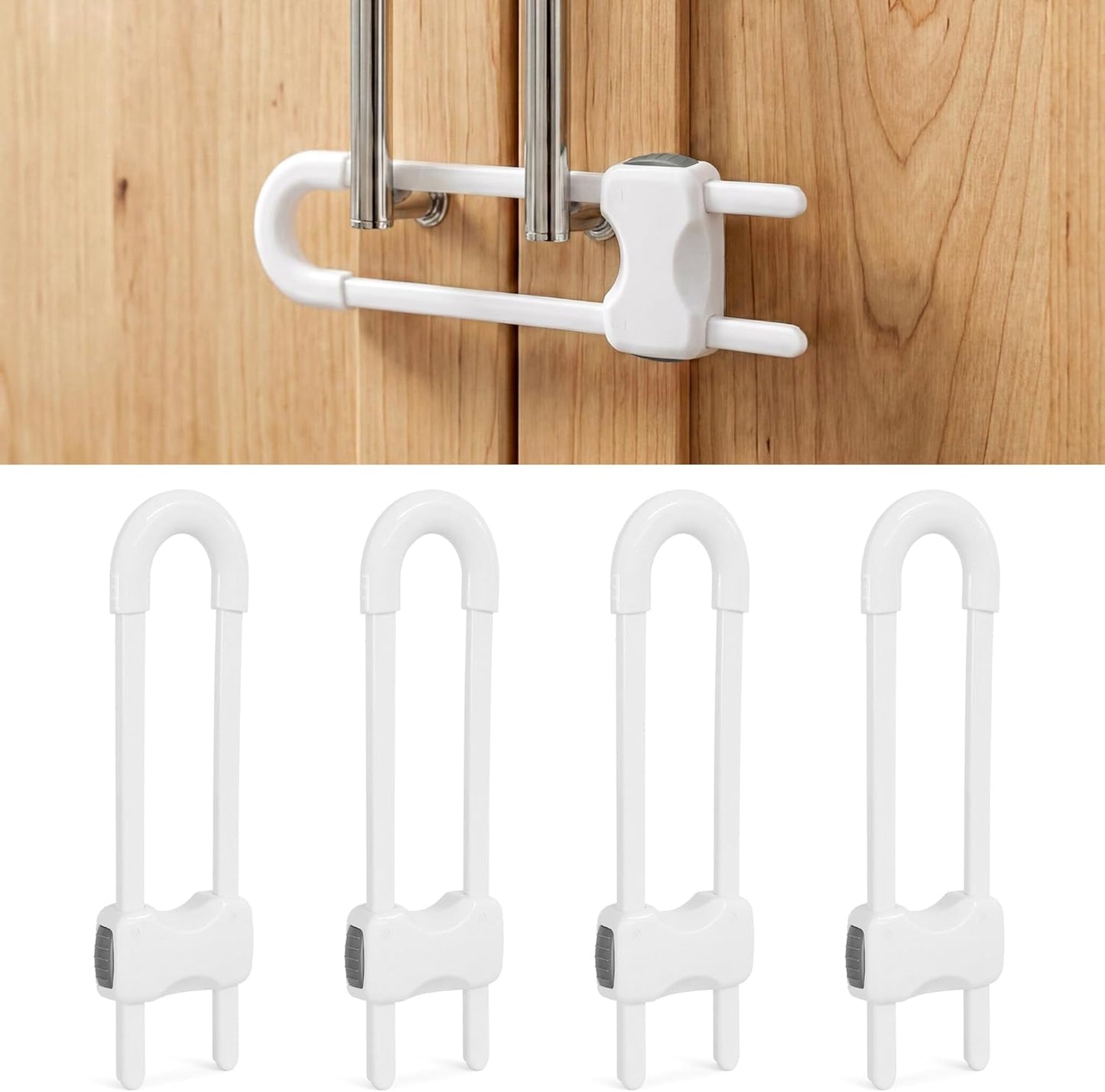Cerraduras deslizantes para bebés paq 4 ajustables U cocina baño