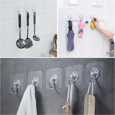 24 Ganchos Autoadhesivos Acero Inox 304 Multiuso Impermeables