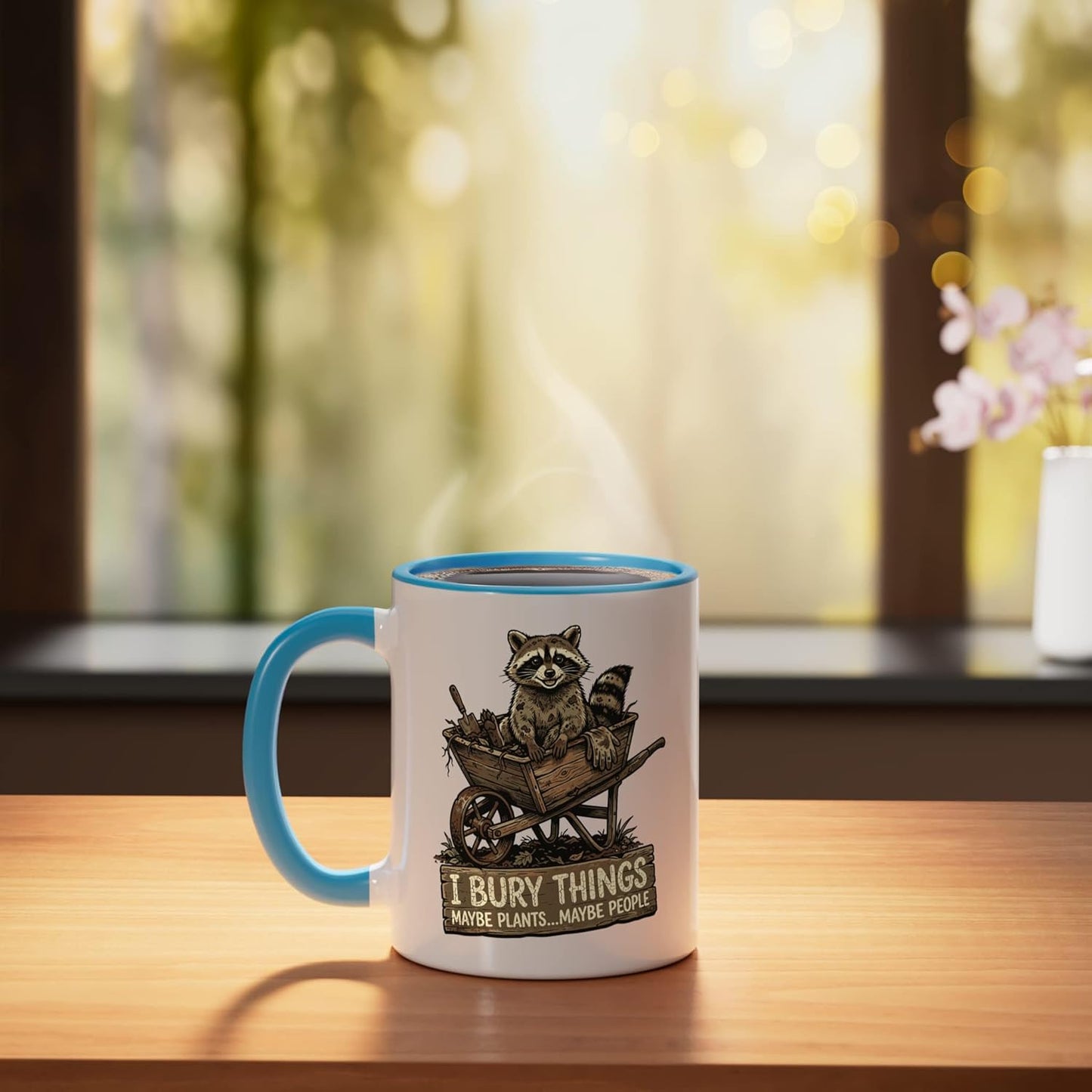 Taza Cerámica Jardín Ratoncito Azul/Blanco