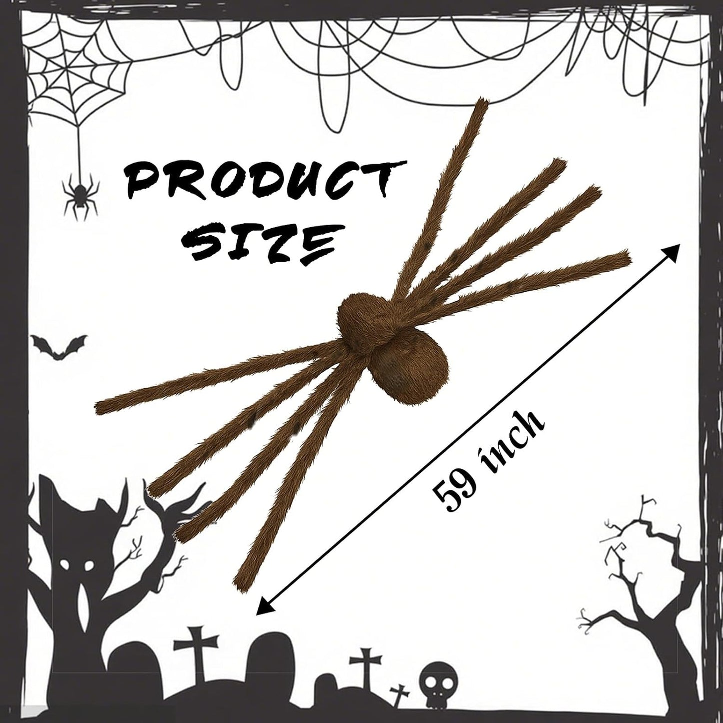 Araña gigante Halloween 5ft color negro marrón blanco