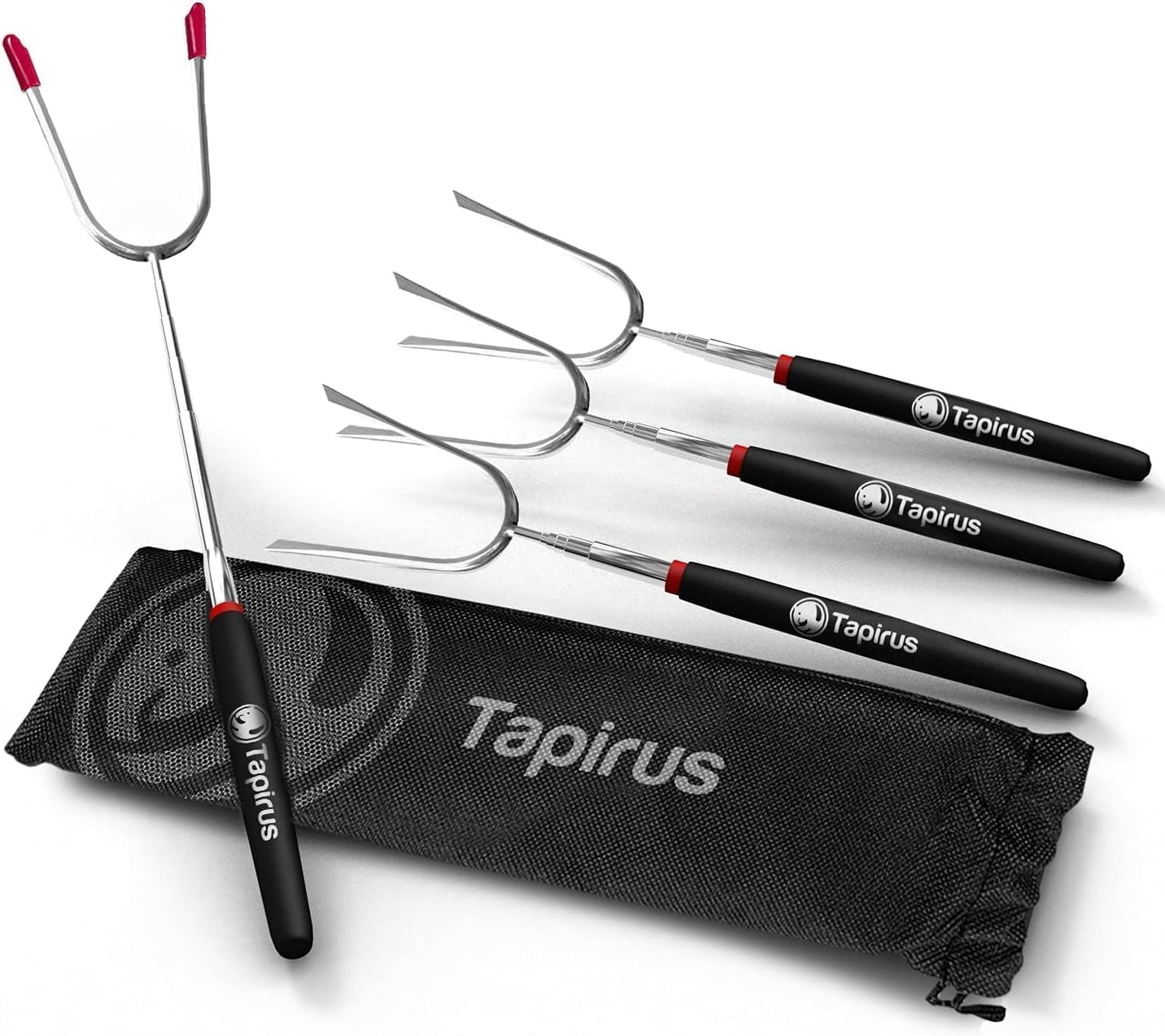 Varillas asar malvaviscos set 4 barras extensibles metal resistente