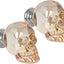 2 Pzas Pomos Calavera Cristal Transparente Dorado Champán
