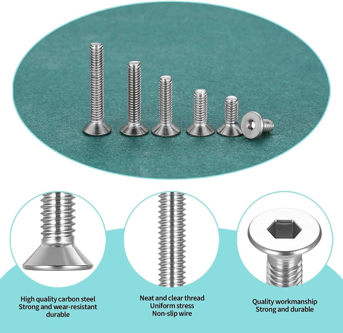 Set tornillos M3-M6 hexagonales 488 pzas con llave allen
