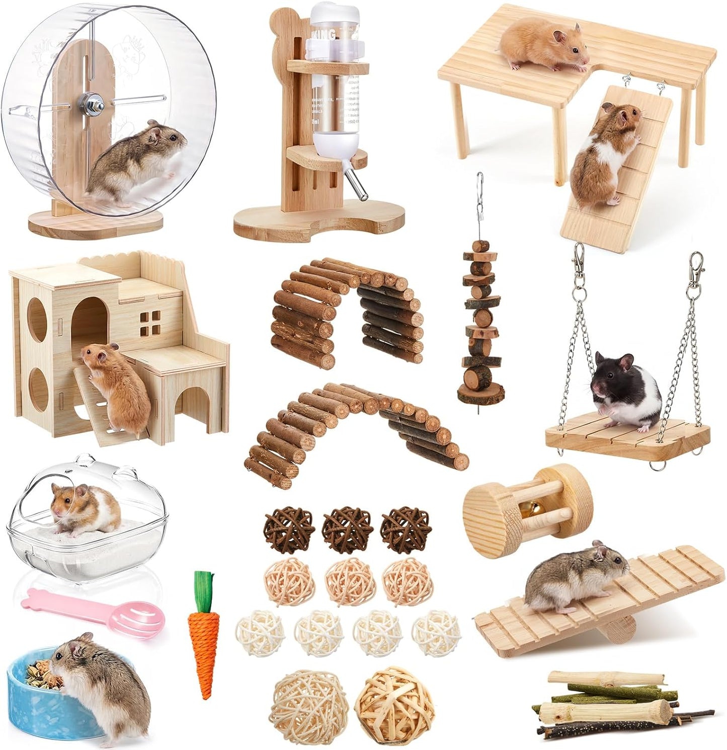 40 Accesorios Jaula Hámster Rueda 9.5pulg Madera