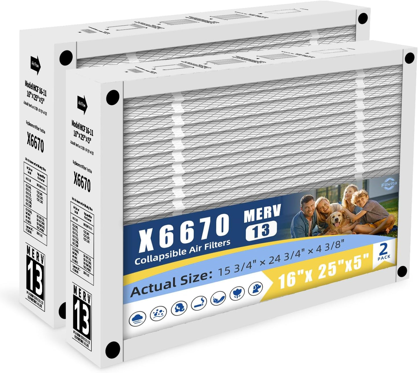 Filtro horno MERV 13 16x25x5 plisado comp Lennox