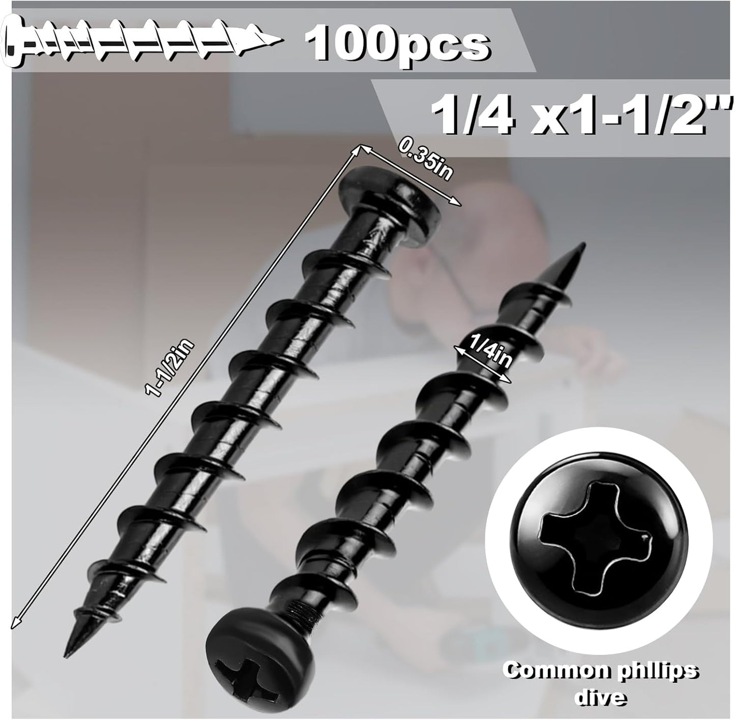 100 Anclajes Pared Yeso Acero Aleado 1/4x1-1/2pulg