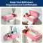 Soporte papel higiénico rosa con estante y dispensador
