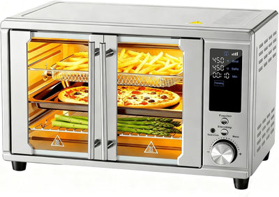 Horno Tostador Freidora Aire Doble Puerta Inox 29.6qt 12 Funciones