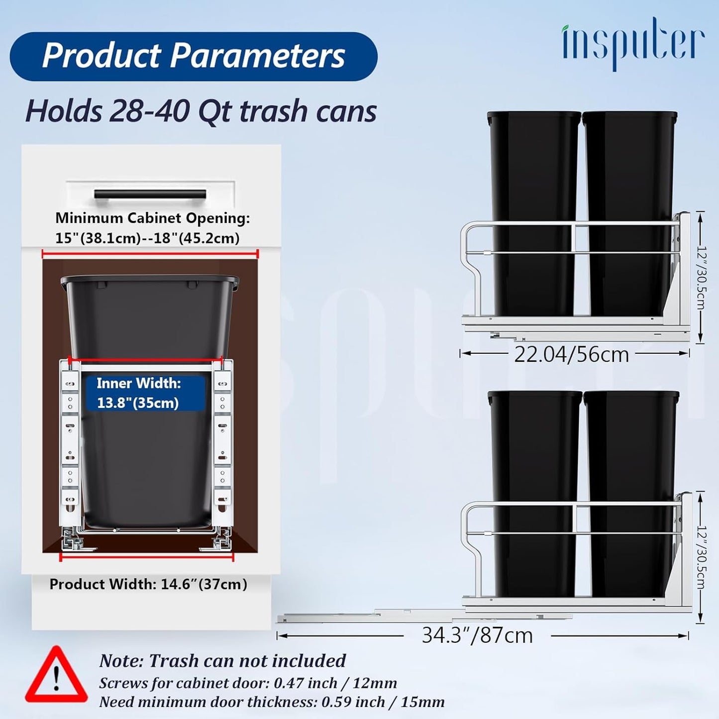 Cubo basura extraíble doble con organizador 2 niveles