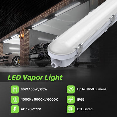 Luz LED Shop 4ft 45-65W 3 CCT ajustable IP65 8450LM