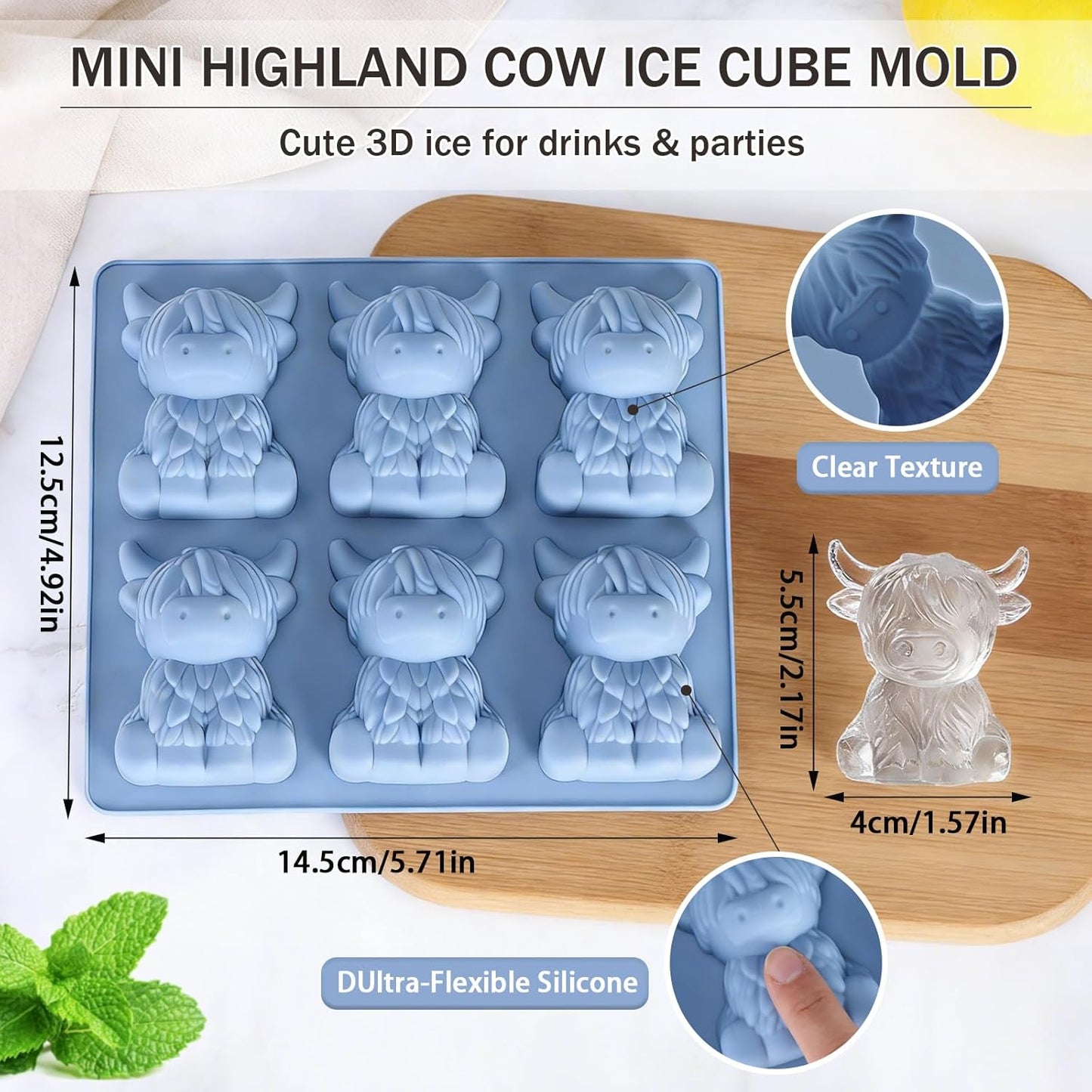 Molde cubos hielo 3D silicona reutilizable para bebidas y fiestas