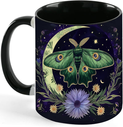 Taza de café con diseño de polilla de 11 oz cerámica