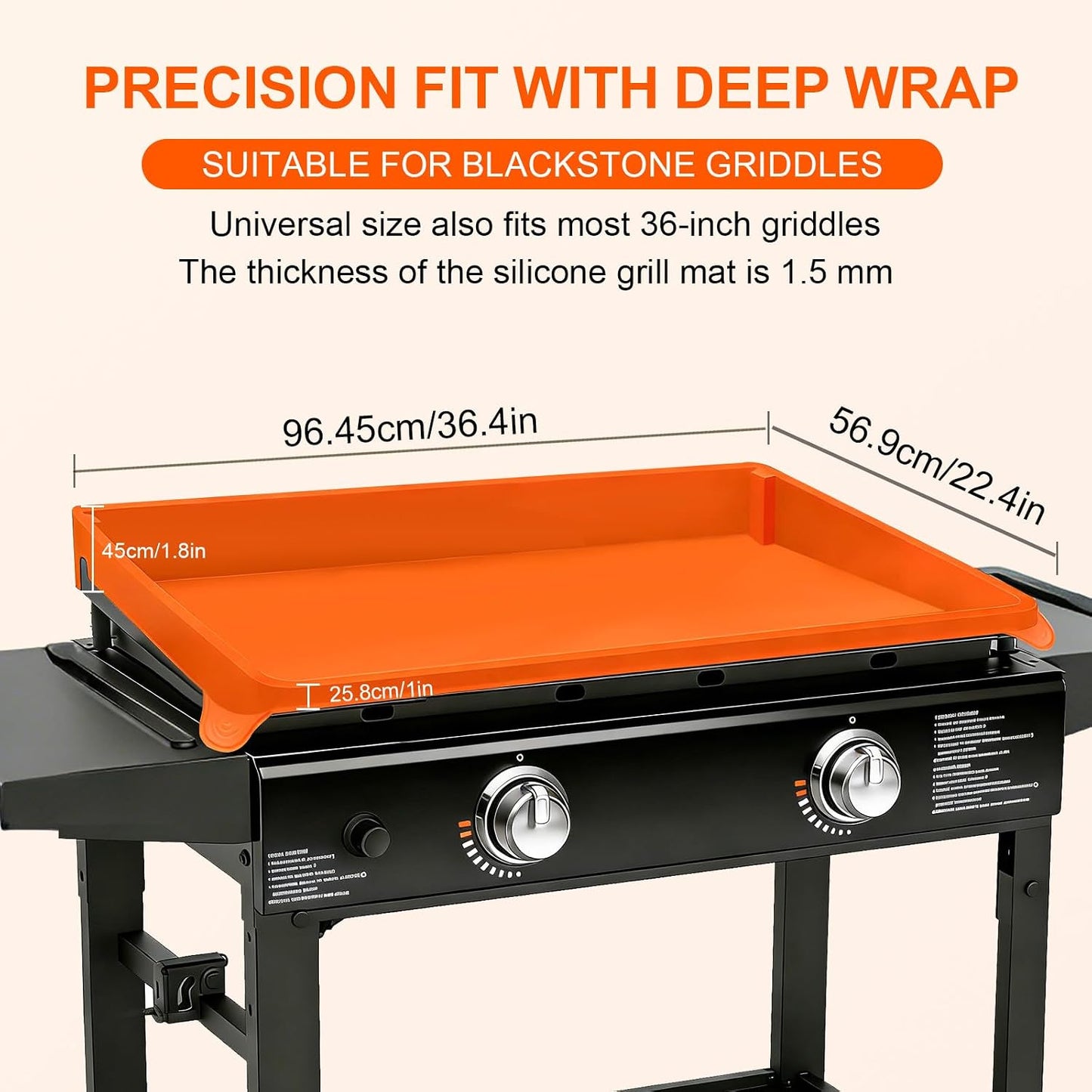 Alfombrilla silicona 36pulg para parrilla Blackstone antiadherente
