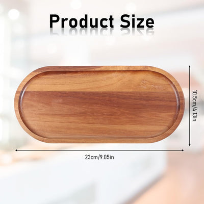 Bandeja decorativa de madera maciza de acacia 9.1 x 4.2 pulgadas