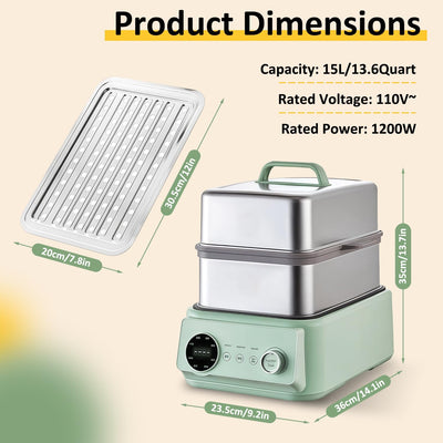 Vaporizador eléctrico acero inox 15.9qt 3 niveles 1200W