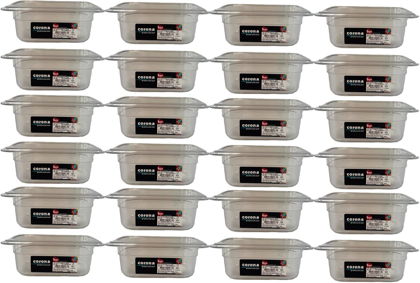 Set 24 bandejas policarbonato transparente para barra de ensaladas