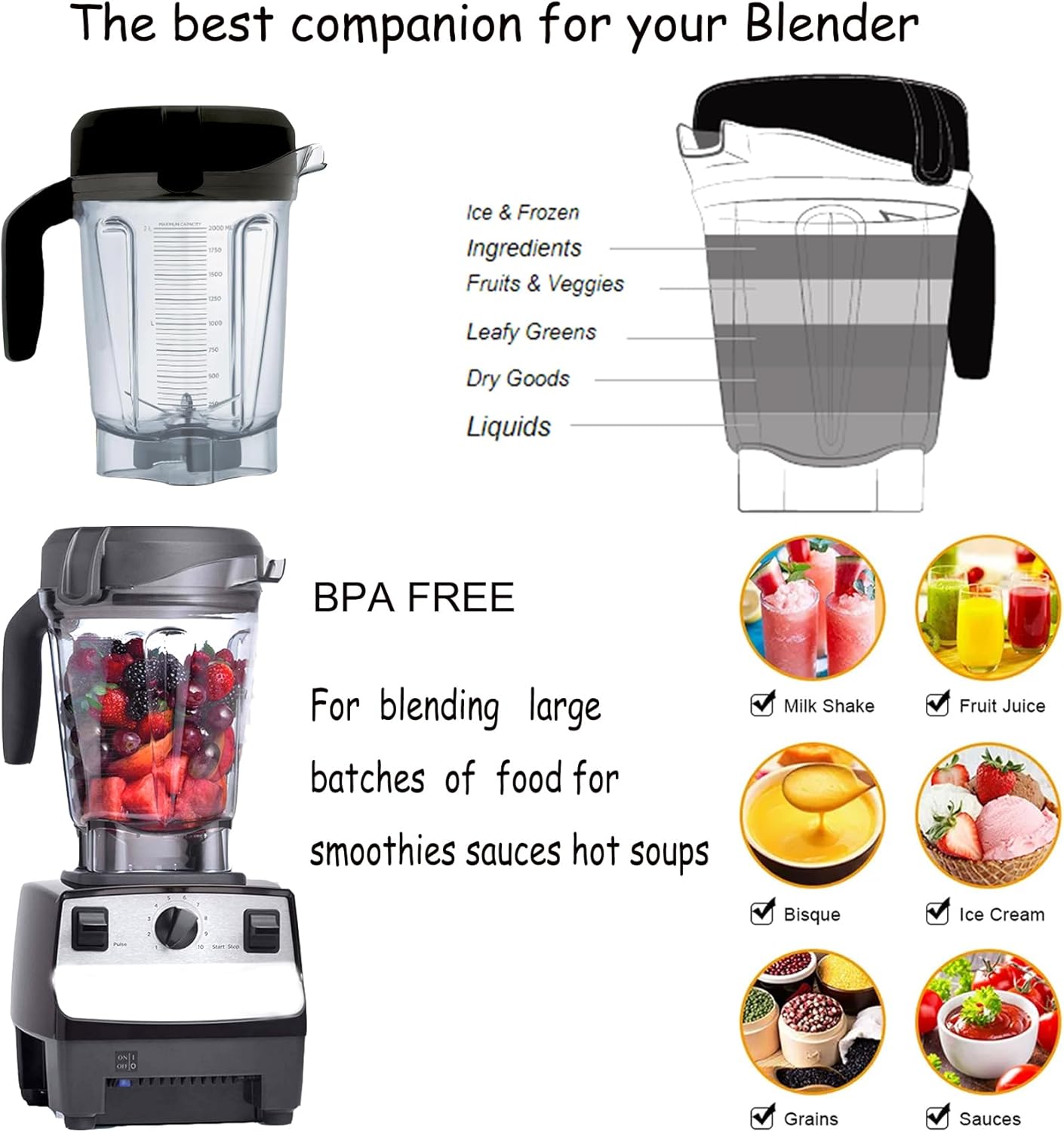 Jarra mezcladora de bajo perfil compatible con Vit 780