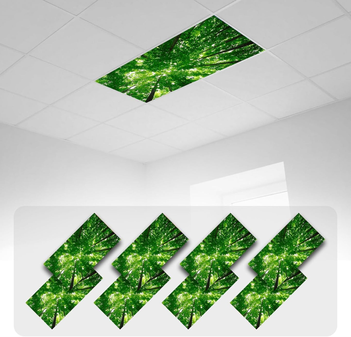 8 Pzas Cubiertas Luz Fluorescente 4x2ft con 80 Imanes Decorativos
