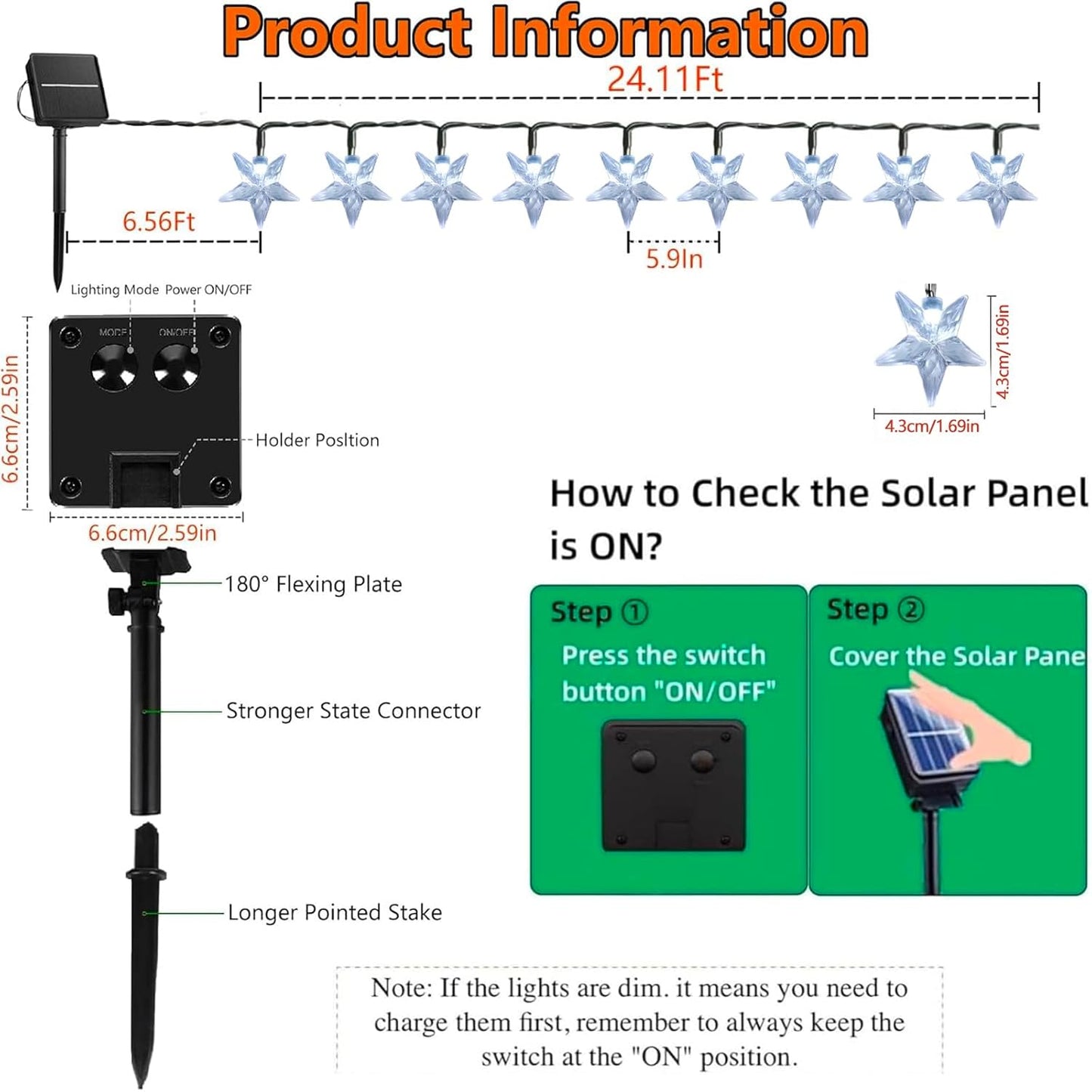 50 Luces LED Solares Estrella Parpadeantes Impermeables