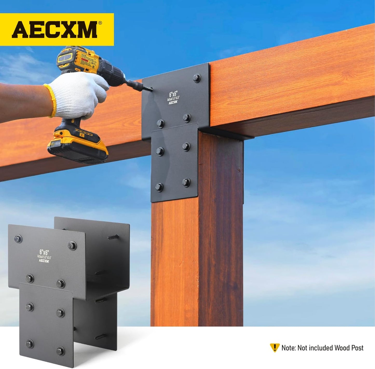 Soportes amarre 5.5x5.5pulg para poste cubierta madera set 4
