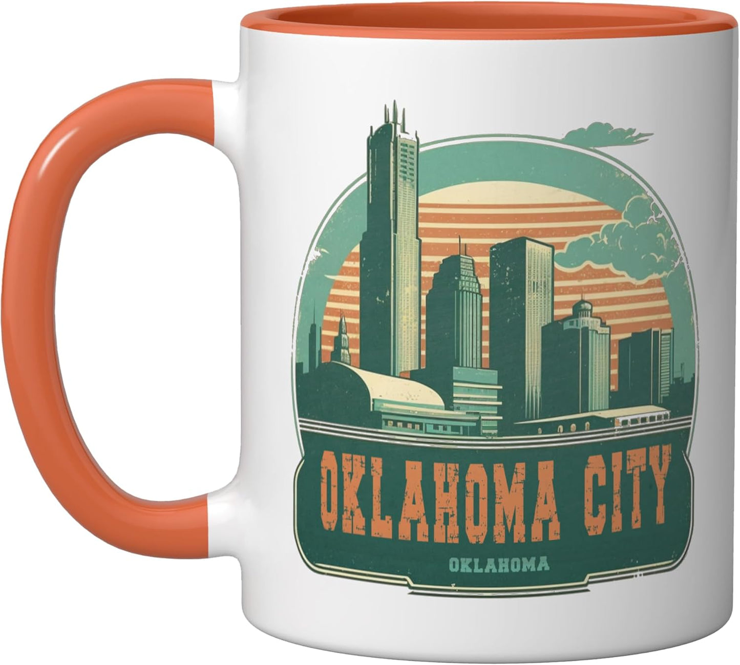Taza Cerámica Estilo Retro Oklahoma City Orange/Blanco