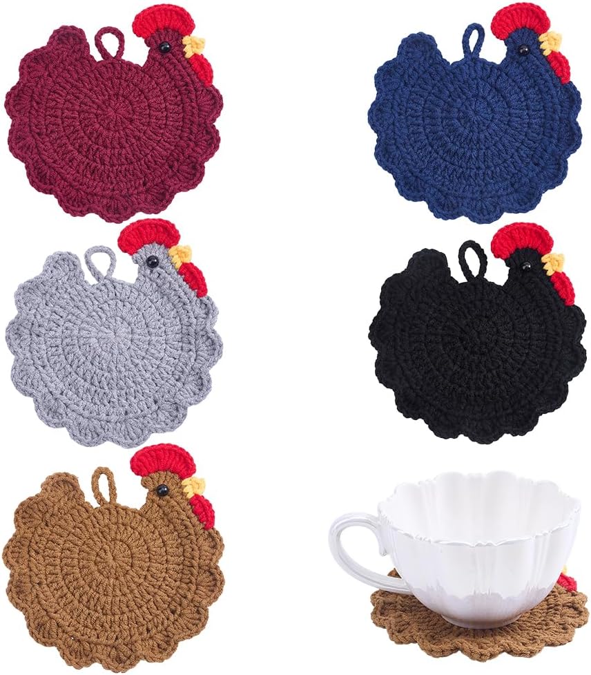 Cojines de mesa decorativos con gallinas tejidas a mano