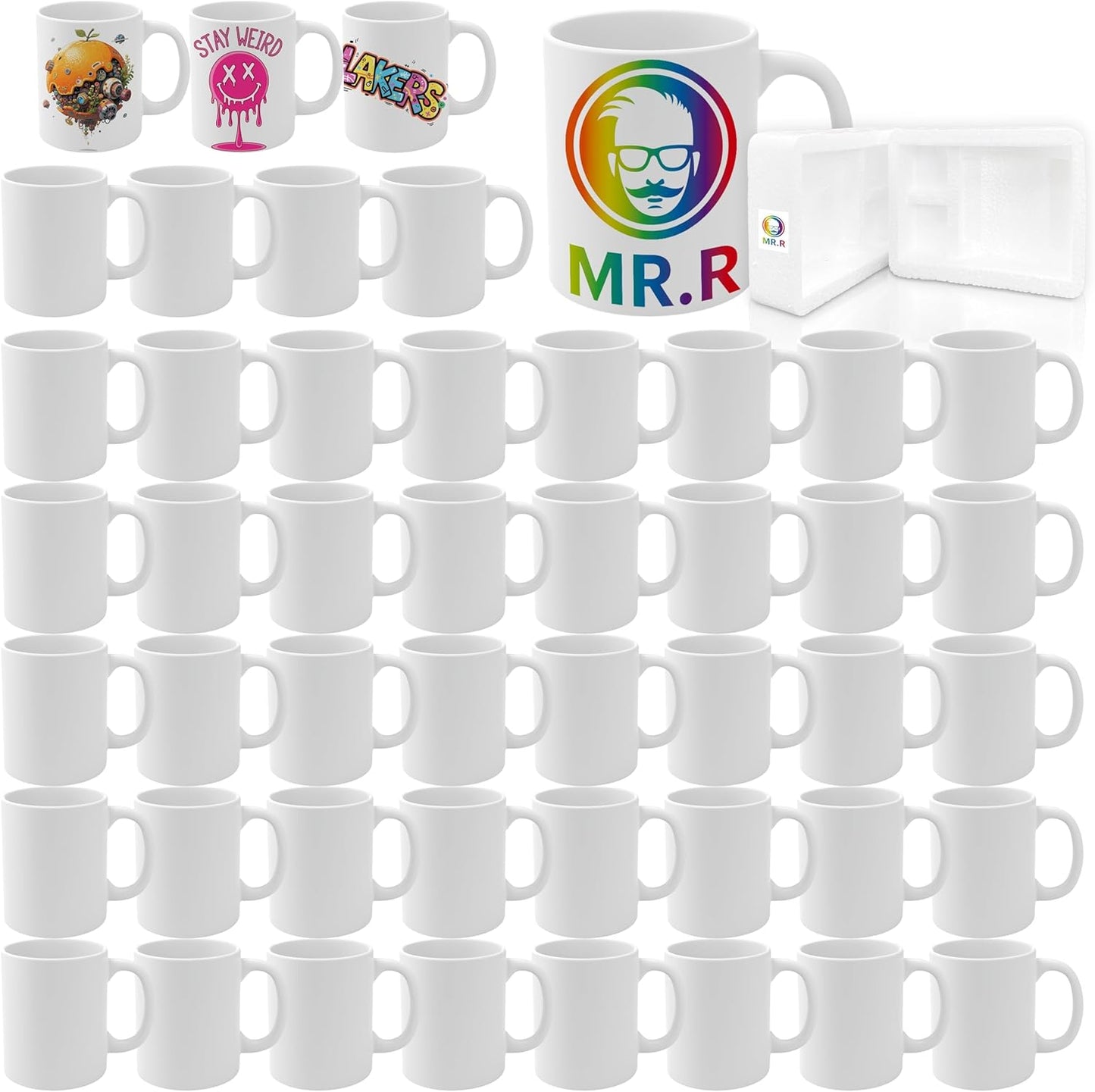 Set 48 Tazas Cerámica Blanca Lavavajillas 11oz
