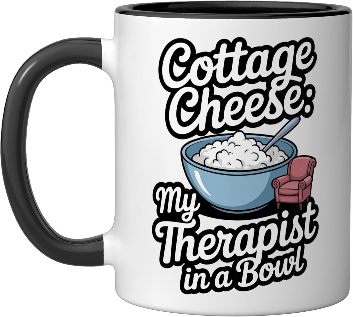 Taza cerámica para amante del queso cottage diseño terapeuta