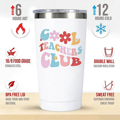 Termo Cool Teacher Club 20 oz con tapa regalo para maestras