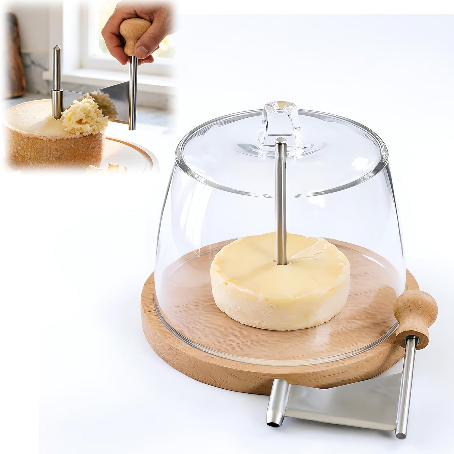 Rizador de queso acero inox con base madera