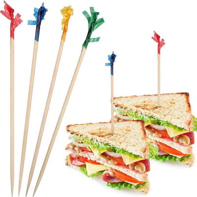 Palillos madera lujo volantes color 4pulg para aperitivos y pinchos