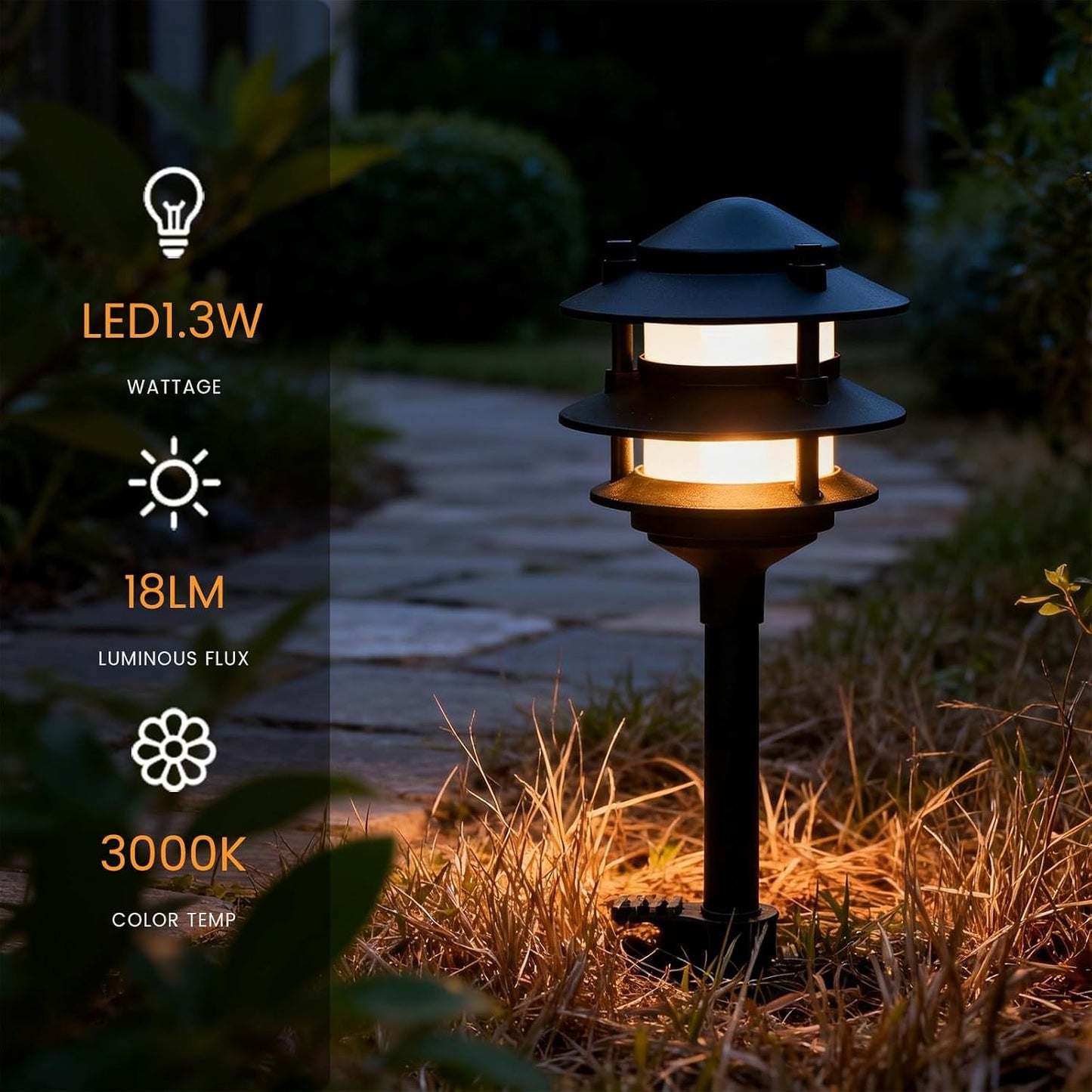 6 Luces LED Exteriores Metal IP44 3000K Blanco Cálido