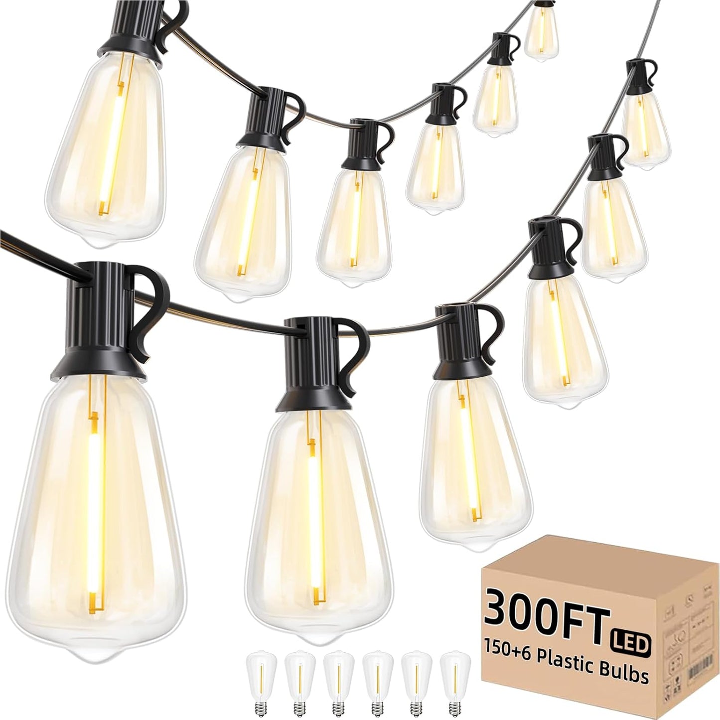 Tira luces LED exterior 300ft 156 bombillas G40 regulable