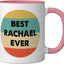 Taza cerámica Rachael Name rosa/blanca
