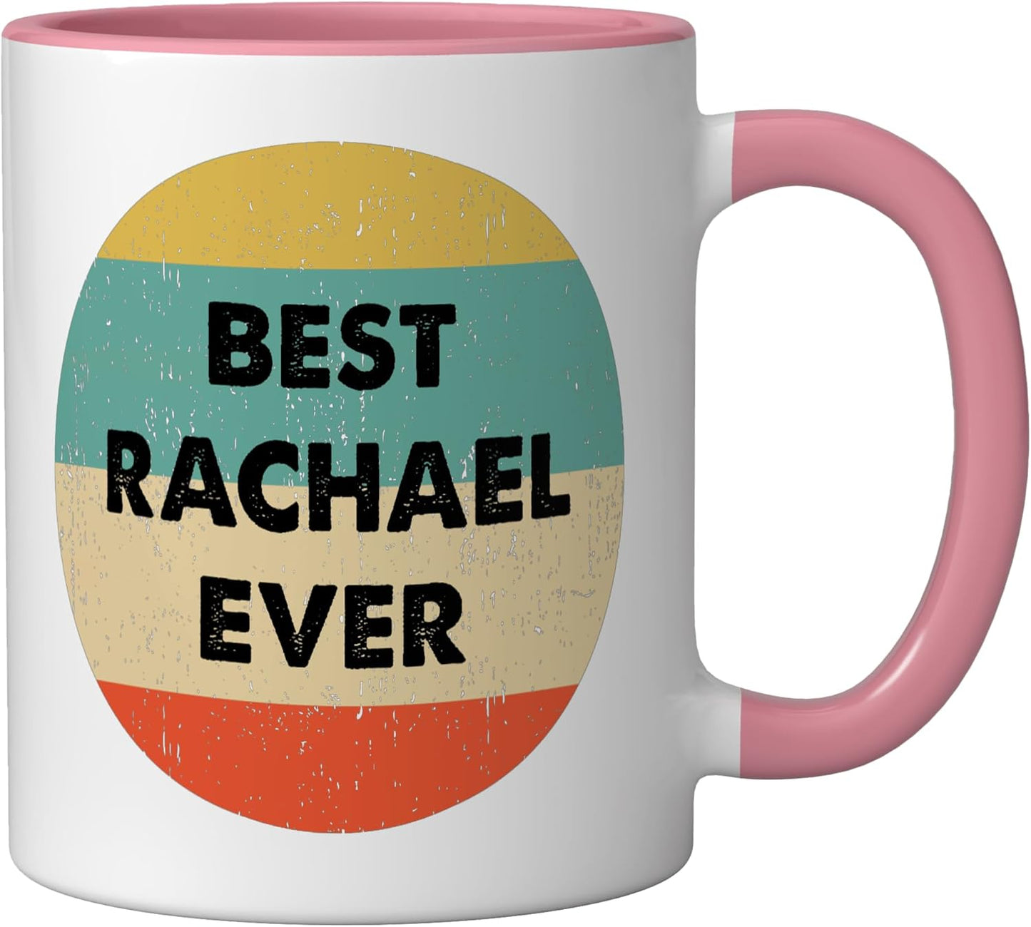 Taza cerámica Rachael Name rosa/blanca