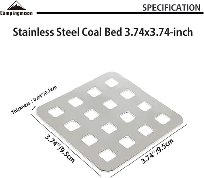 Rejilla parrilla carbón acero inox 3.7x3.7pulg T-095
