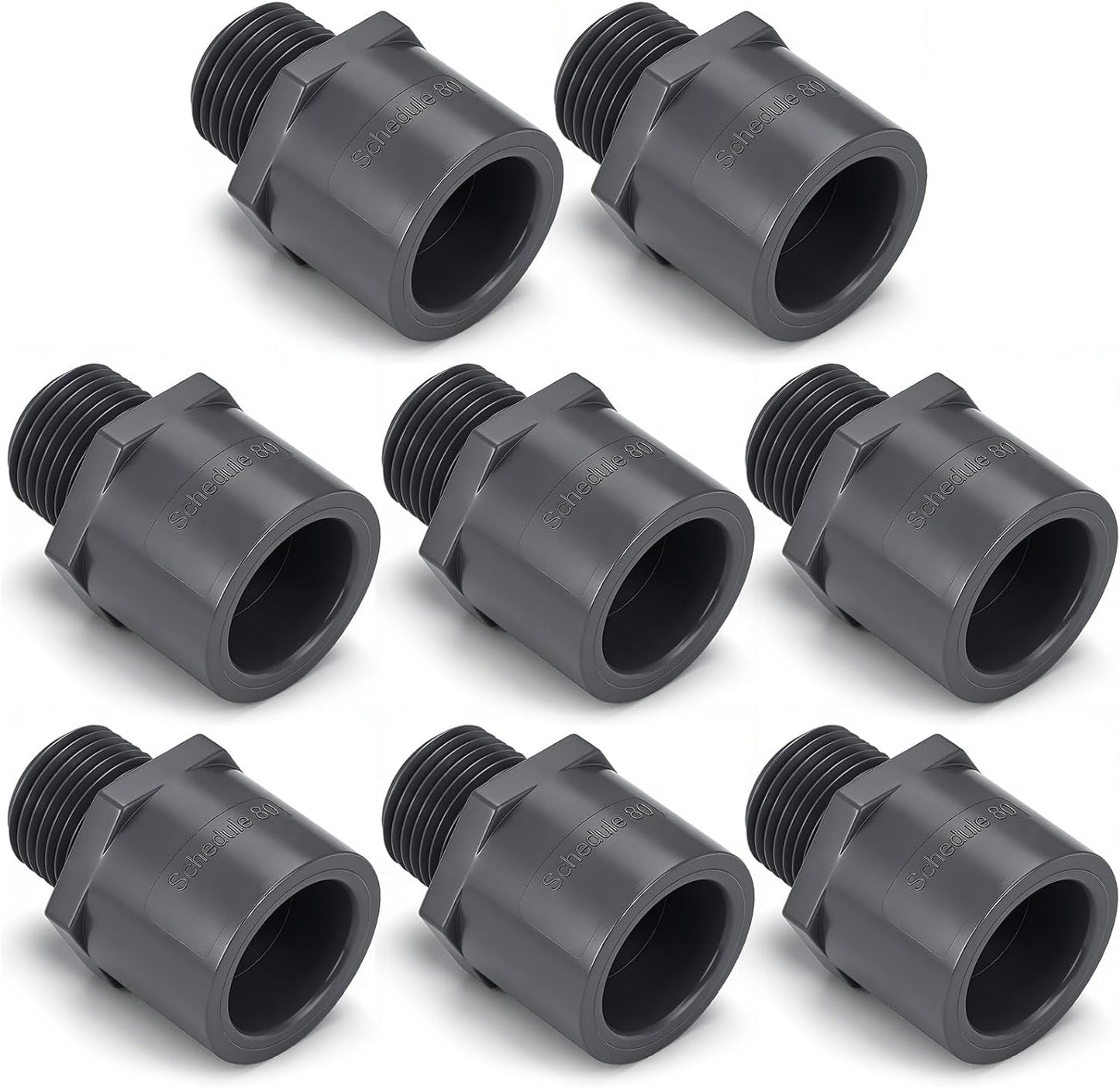 8 Adaptadores Macho PVC 1/2pulg Tubería NPT