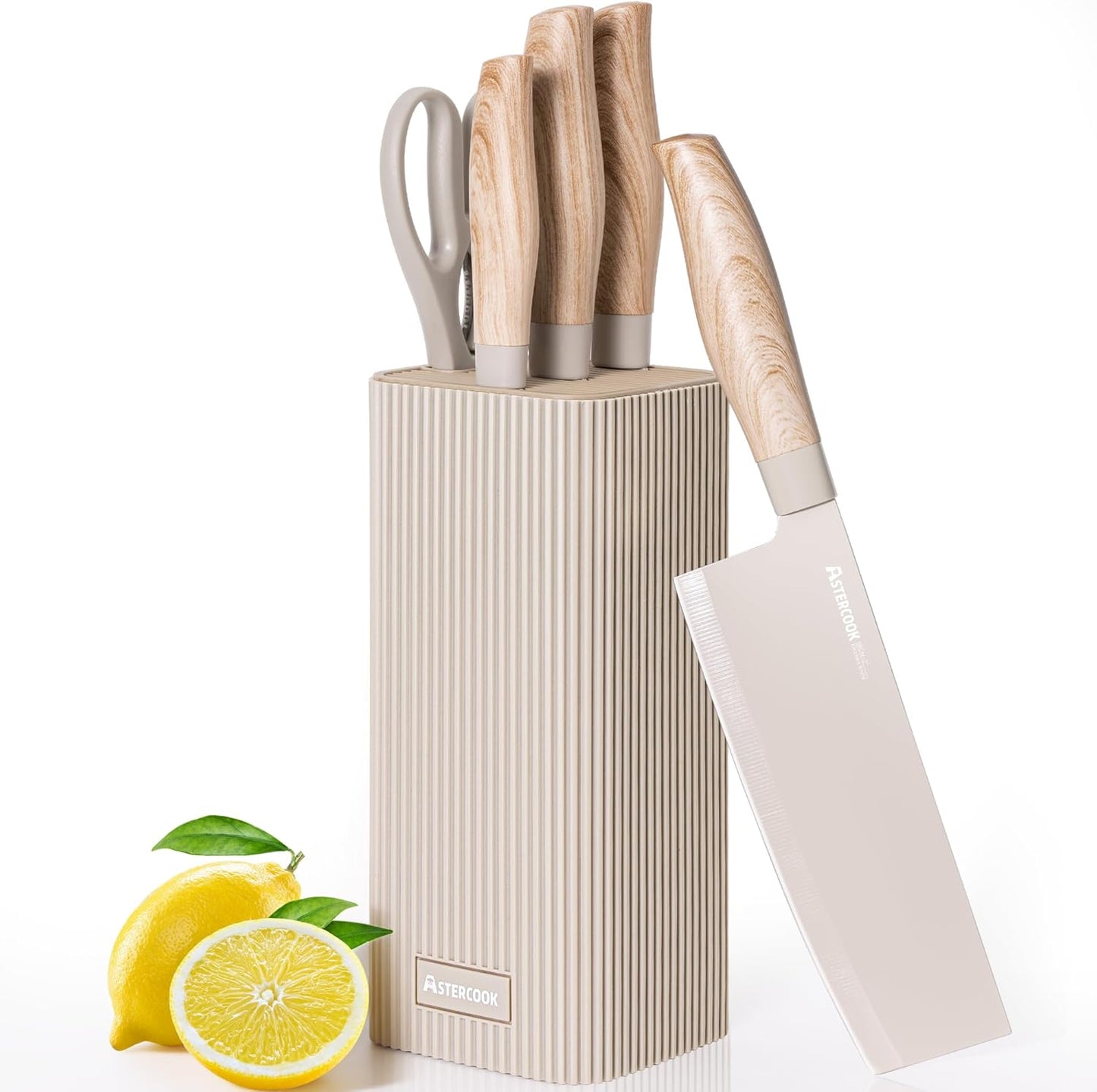 Juego de cuchillos de cocina Astercook 6 piezas con bloque de madera