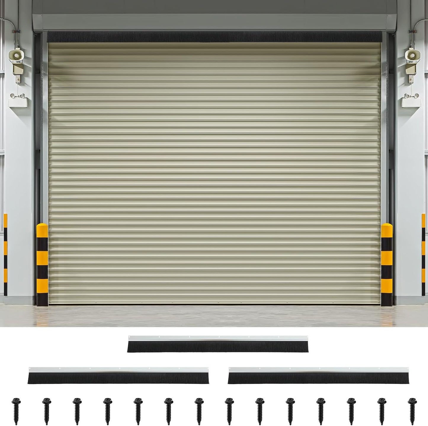 Sello cepillo garaje 4pulg 10ft resistente con riel aluminio