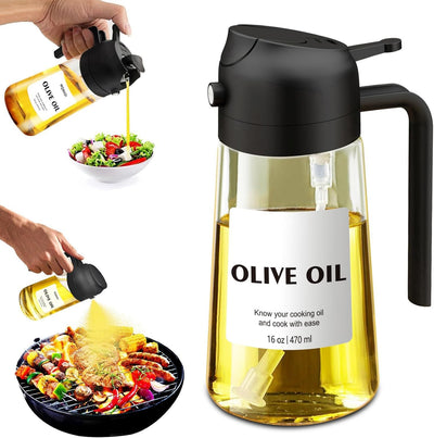 Dispensador de aceite de oliva y pulverizador de vidrio a prueba de luz para cocina, freidora de aire, ensalada y barbacoa