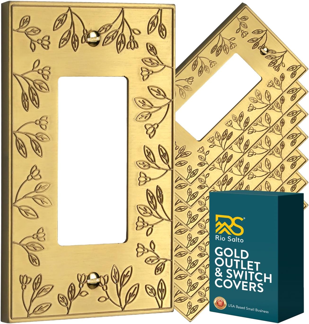 Cubierta placa pared decorativa con flores dorado 8PK
