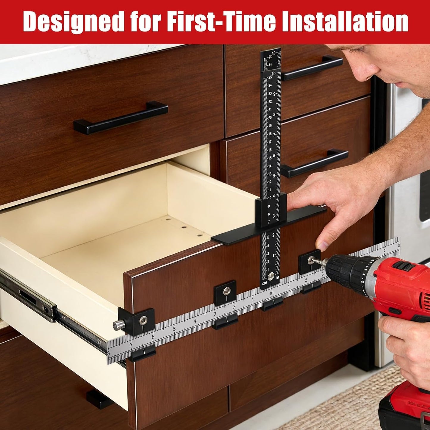 Kit plantilla hardware gabinete aluminio con 3 puntas y punzón