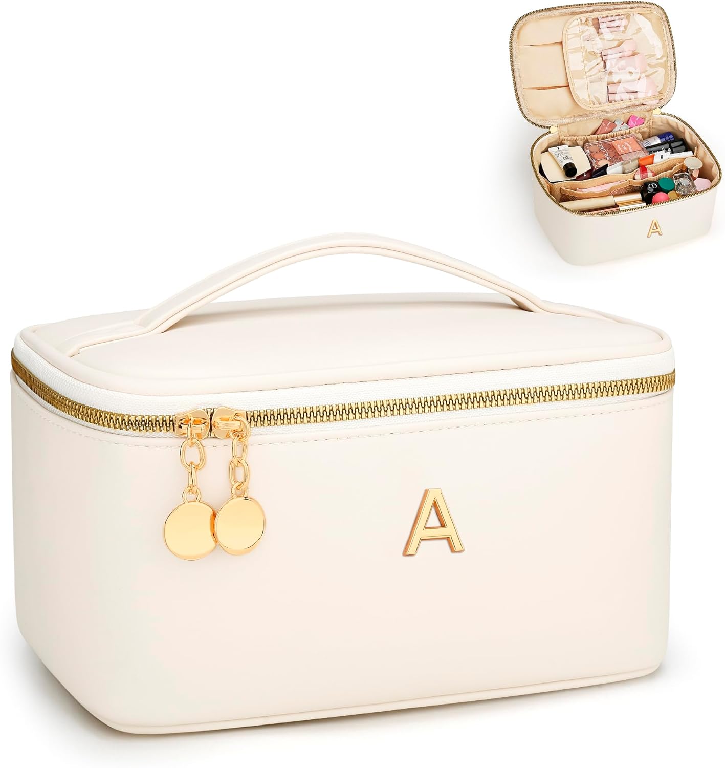 Bolsa maquillaje viaje personalizada gran capacidad Beige
