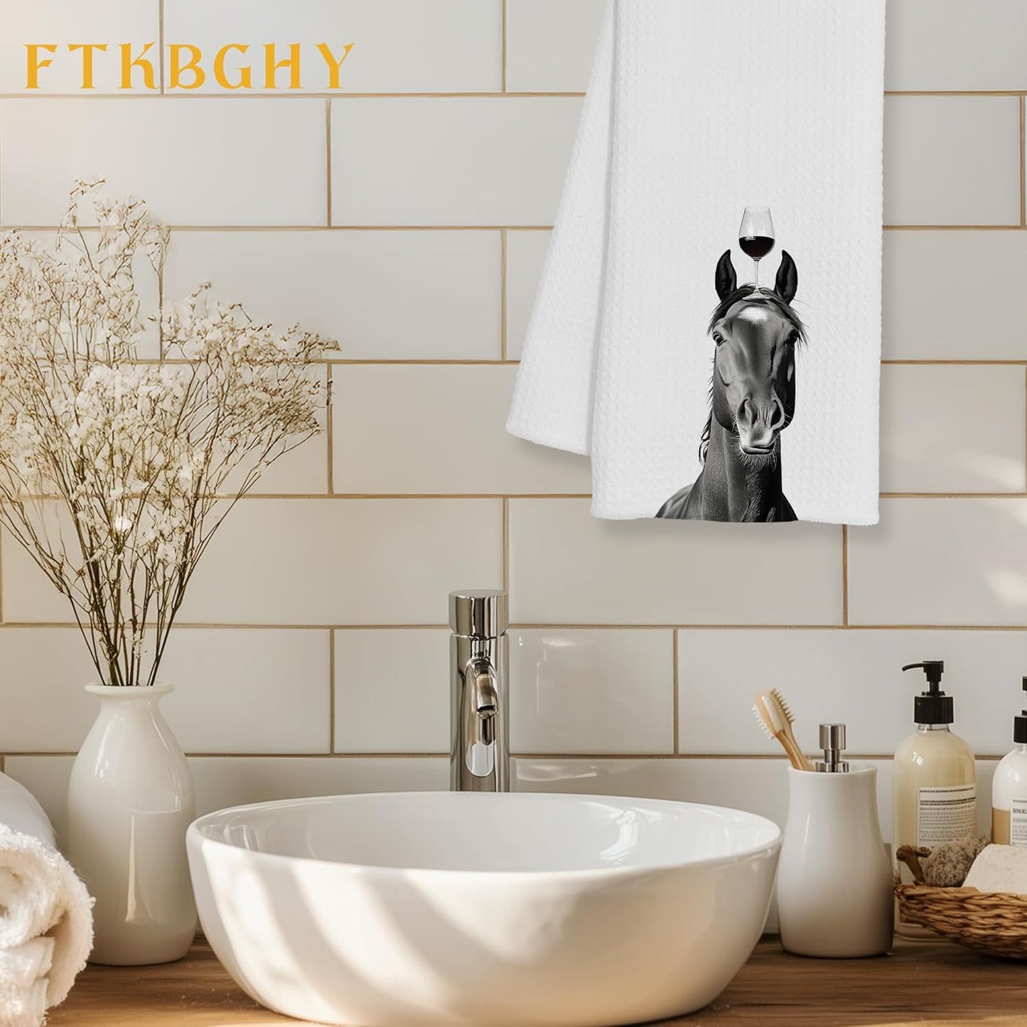 Decoración de caballo de vino, toallas de cocina y paños decorativos para cocina, hogar y baño