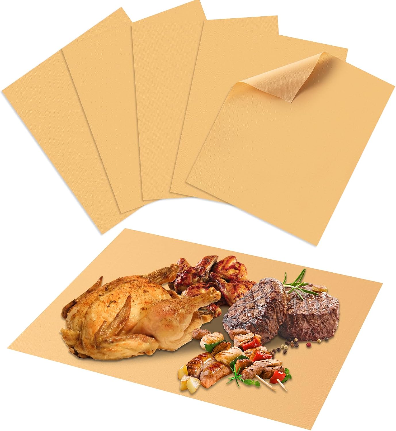 6 Alfombrillas reutilizables parrilla antiadherentes 15.75x13
