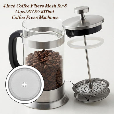 10 Filtros Premsa Francesa Acero Inox 4pulg 34oz