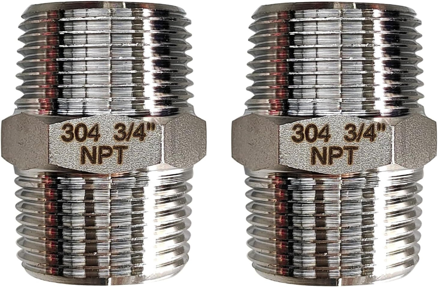 2 Pezones Acero Inox 3/4"NPT Macho Conector Tubo